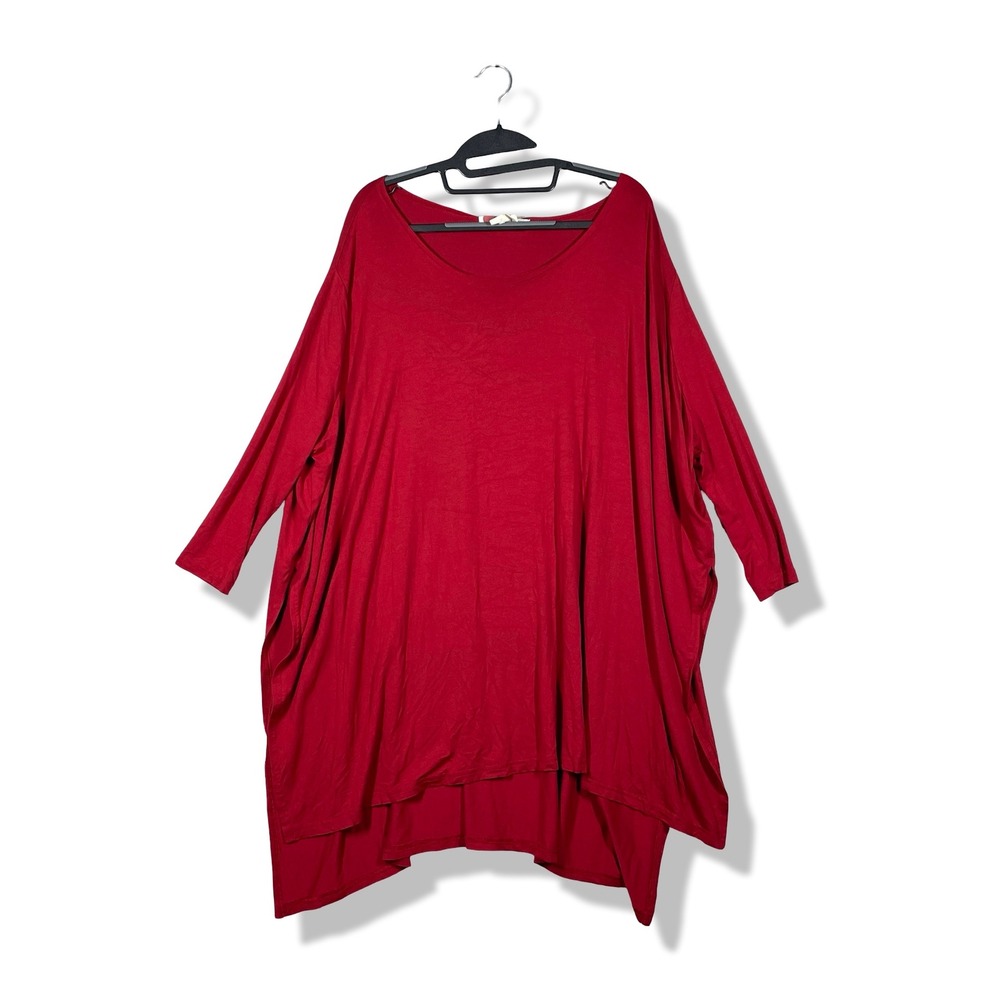 Free People Beach Oversized Tunic Top Womens S/P Red Boho Lagenlook Flowy Beachy